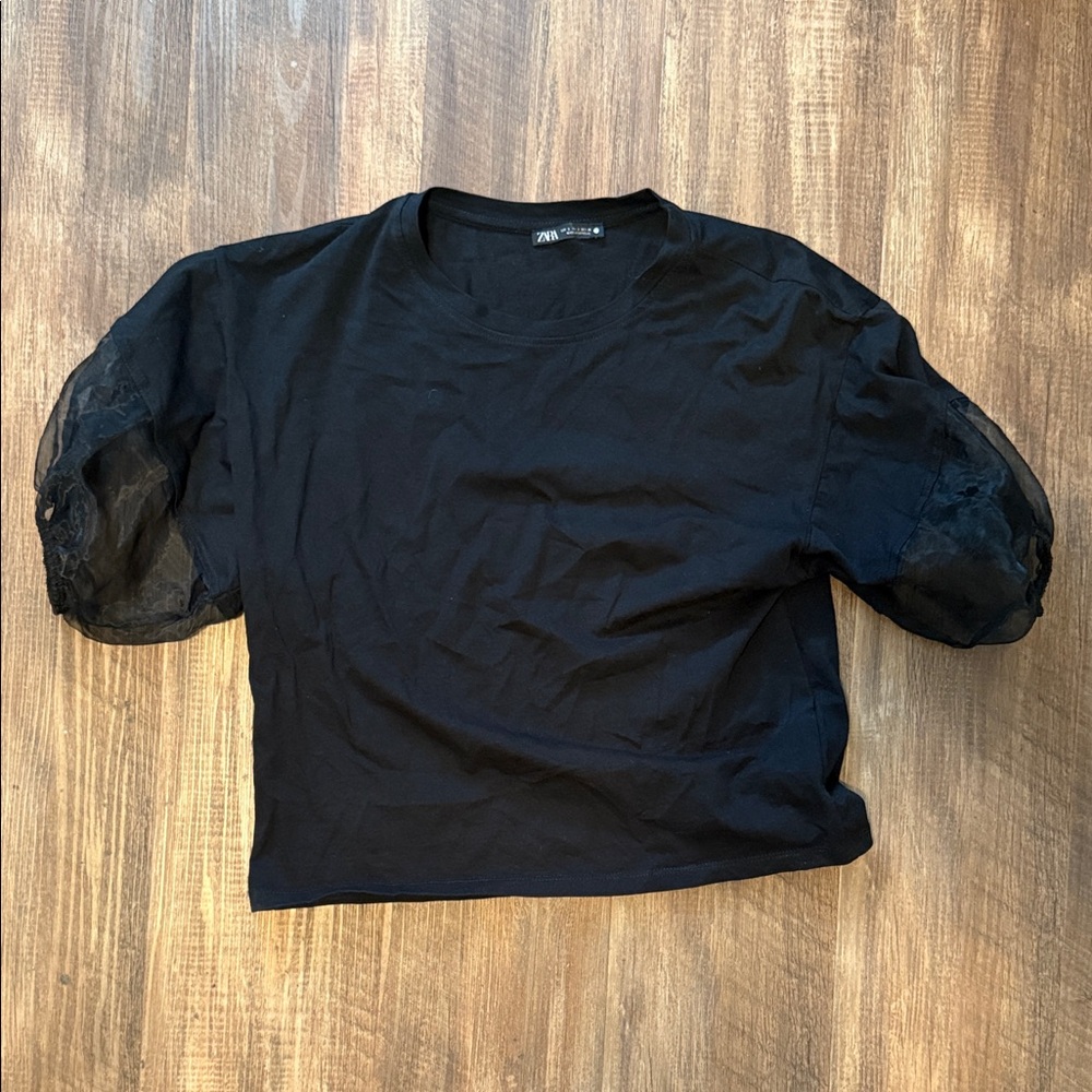 Zara Cropped shirt Puffed Sleeves